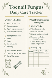Toenail fungus tracker for natural toenail fungus care