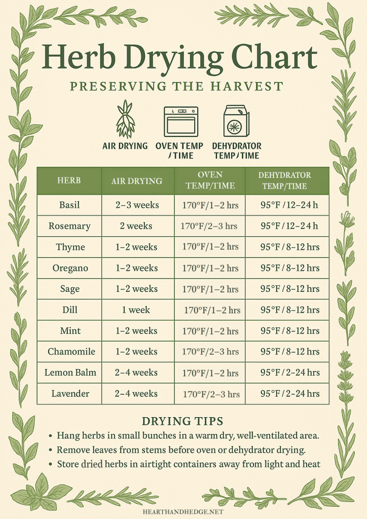 Herb Drying Chart