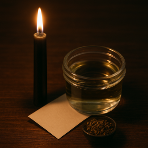black candle and water