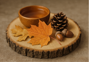 Mabon Preparations: Easy Crafts & Rituals for the Autumn Equinox 13 Hand placing a pinecone and apple slice at the base of a mossy tree.