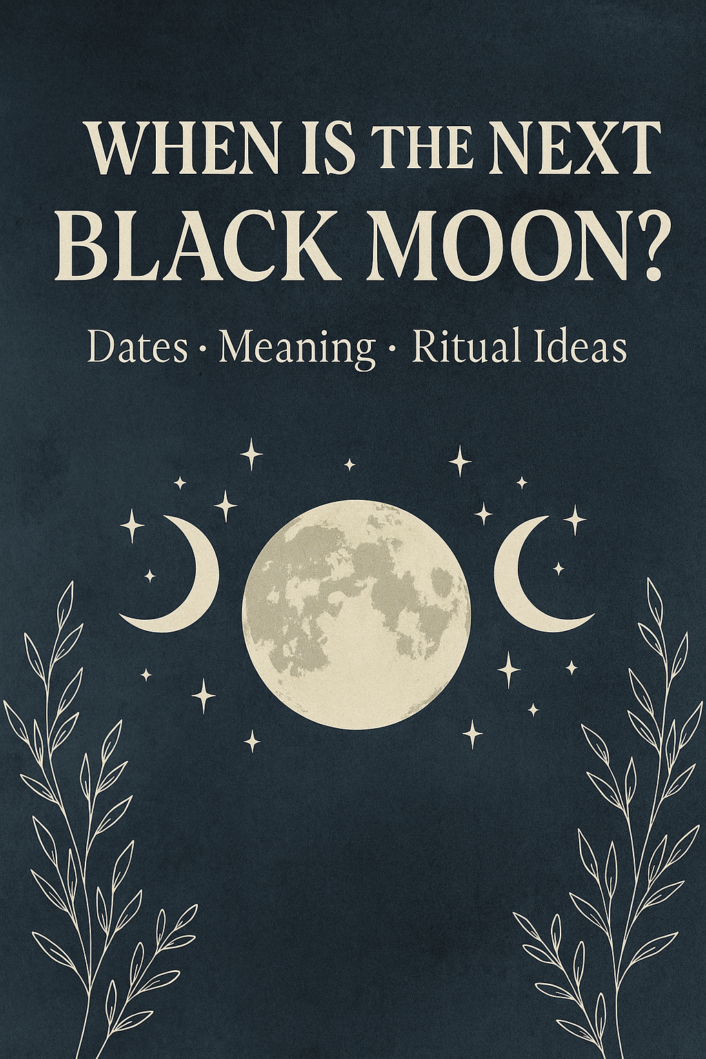 Featured image with mystical moon illustration and title text: When Is the Next Black Moon? Dates, Meaning & Ritual Ideas.