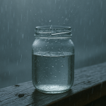 Guide to Magical Water Types: Meanings, Uses & How to Collect Each One 2 Jar collecting natural rainwater on a wooden railing