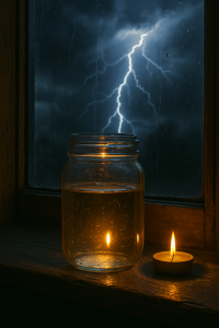 Magical Water Types: Meanings, Uses & How to Collect Them 3 Jar of storm water collected during a lightning storm.