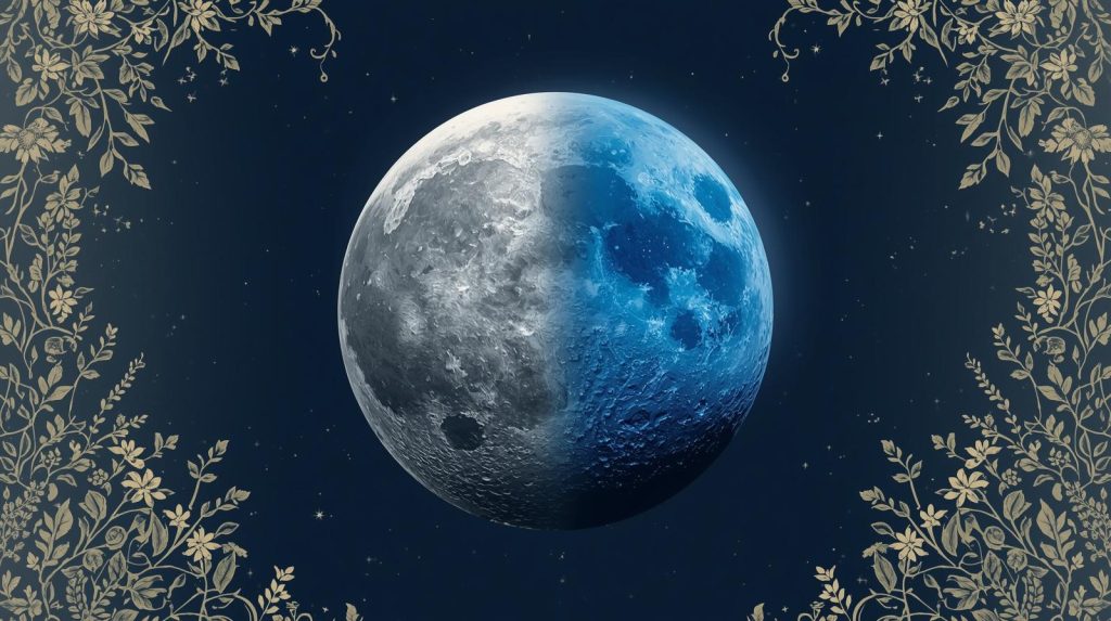 Comparison of a full moon and a blue moon in the night sky