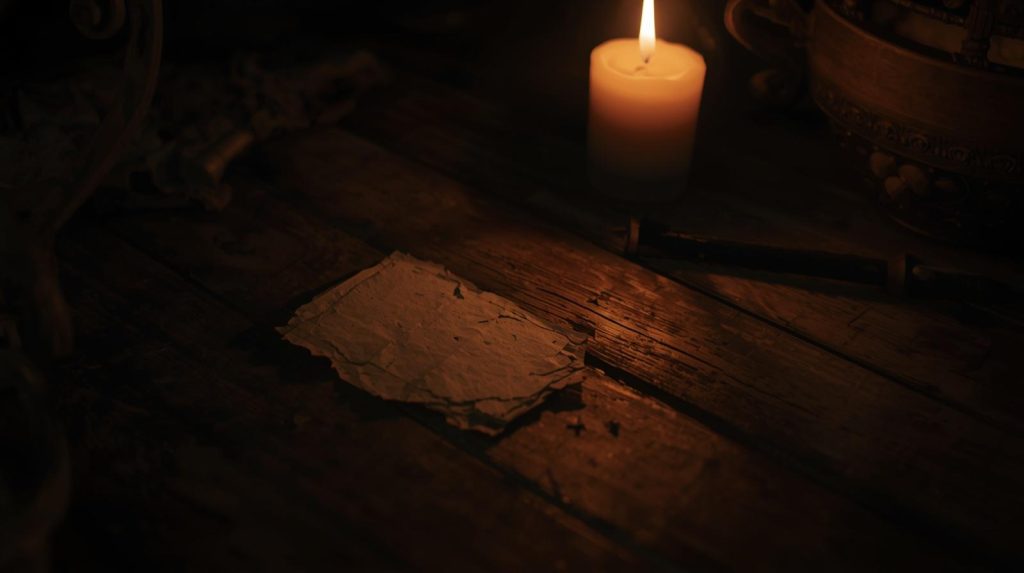 candle and a piece of paper used in a simple full moon release ritual